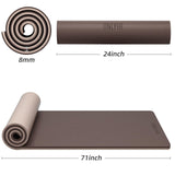 ONLYHE Yoga Mat Thick（8mm）Exercise Mat Non Slip Anti-tear,Pilates Mat for Men and Women,Workout Mats (71"x 24" ) (Light coffee + apricot)