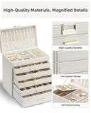 VLANDO 6 Layer Large Jewelry Box - Jewelry Holder Organizer, Jewelry Box Organizer for Drawer Necklace Ring Bracelet and Watch, Birthday Gift for Loved Ones - Beige