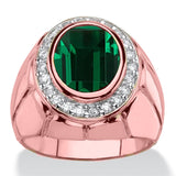 Oseew 3ct Created Emerald Ring for Men ovel Emerald Gemstone Engagement Ring Promise Ring for Him Men’s Fine for Him Husband Anniversary