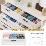 ZLWJGY Odeekea White Dresser for Bedroom, Wood Dresser with 8 Drawers, Chest of Drawer for Bedroom Living Room Entryway Hallway, Modern Farmhouse Style