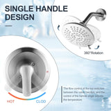 Shower Faucet with Valve, Brushed Nickel Bathroom Tub Shower Faucet Kit, Single Handle Rain Shower Head with Tub Spout, Solid Brass Shower Tub Faucet Set Complete, Bathtub Faucet with Shower