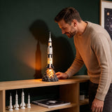 Saturn V Rocket Launch Desk Lamp, Space Night Light for Home Office, White