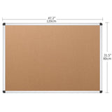 VIZ-PRO Cork Notice Board, 48 X 32 Inches, Cork Bulletin Board with Silver Aluminium Frame