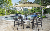 PHI VILLA 5 Pcs Outdoor Dining Set w/ 10ft Umbrella Beige