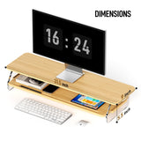 Bamboo Dual Monitor Stand for Desk,31.5 In 2 Tier Computer Riser Organizer