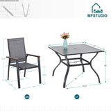MFSTUDIO 5 Piece Outdoor Dining Set, Metal Table & Aluminum Chairs, Grey