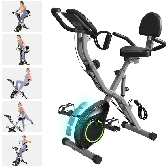 Foldable Exercise Bike Stationary Bikes for Home, 5 IN 1 Indoor Workout Bike, with 16-Level Quiet Magnetic Resistance, 6.6 LBS Flywheel and 300LBS Capacity, 2025 Designed 817 X-bike USLIM