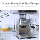 GarveeTech Espresso Machines with grinder, 20 Bar Professional Espresso Maker with Milk Frother & 95 oz Removable Water, Silver