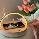Vivilumens Birthday Gifts for Women 6 in 1 Bedside Lamps with Wireless Charger Bluetooth Speaker White Noise Machine Music Table Lamp Night Light Personalized Gift for Mom Teens Girls(Sound Upgrade