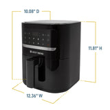 West Bend Compact Air Fryer 5-Quart Capacity with Digital Controls and 10 Cooking Presets, Nonstick Frying Basket, 1500-Watts, Black West Bend