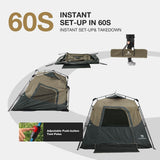 CAMEL CROWN Instant Tents for Camping 2-4 Person Tent Waterproof Easy Setup Sets Up in 60 Seconds Backpacking Tents with Carry Bag for Outdoor Hiking Sandy Brown