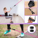 WIKDAY Exercise Resistance Bands with Handles for Working Out 100 Lbs Purple Workout Bands Set with Door Anchor for Woman Physical Therapy, Yoga, Pilates