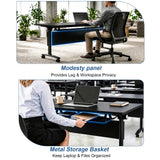 QXYXSM Folding Conference Table, Conference Room Table with Modesty Panel, Flip Top Mobile Training Table, Modular Rolling Meeting Tables for Training Room, Seminar(6, Deep Iron Gray, 47.2in