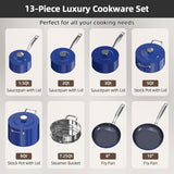 Nuwave Lux 13pc Forged Lightweight Nonstick Ceramic Cookware Set, PFAS-Free