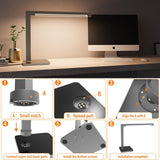 Hengsense4-PackAluminumLEDDeskLampwithCharging,15WTableLamp
