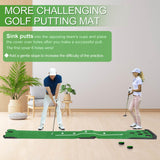 Golf Putting Game Set with Front Border for Indoor & Outdoor,Golf Putting Green Mat Include 4 Balls,1 Portable Bag,2 Flags&Cups,Practice Training Aid for Backyard,Party,Office