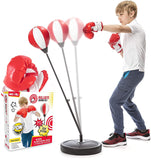 Whoobli Punching Bag for Kids Incl Boxing Gloves | 3-10 Years Old Adjustable Kids Punching Bag with Stand | Boxing Bag Set Toy for Boys & Girls (Red White); New 2025 whoobli