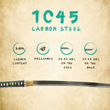 Hand Forged 1045 Carbon Steel Tomoe Blossom Katana Full Tang Sword