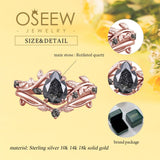 Oseew Engagement ring set Rutilated quartz rings for women(Rutilated quartz)
