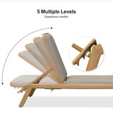 PURPLE LEAF Patio Chaise Lounge with Quick-Dry Cushion Adjustable Back Teak