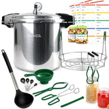 24 Quart Pressure Canner with Gauge & 9-Piece Canning Supplies Starter Kit – Extra Large Aluminum Pressure Cooker for Canning, Induction Compatible, Safe Home Food Preservation