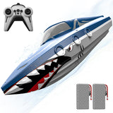 Shark RC Racing Boat for Kids & Adults,2.4GHz High Speed Remote Control Boat W/ Dual Battery 50 Min Runtime,Waterproof,Fast Remote Control Toy Gift Kids 8-12, Ideal for Pools & Lakes,Shining Blue