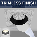 LUXRITE 4-Inch LED Trimless Recessed Spotlight with Black Reflector Trim Replacement 25W, 2000LM, 2700K-5000K, 38° Beam Angle, Dimmable, Push-n-Lock, CRI90, Damp & IC Rated, ETL White + Black (4 Pack)
