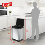 Stainless Steel Step Trash Can with Clorox Odor Protection | Large Metal Kitchen Garbage Bin with Soft Close Lid