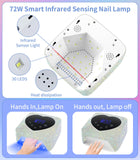 HUGMAPLE Cordless UV Nail Lamp for Gel Nails 72W, Rechargeable Diamond LED Nail Dryer with 5 Timer Setting, Touch Control & Auto Sensor, Fast Nail Light Curing Lamp for Salon & Home