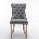 MOOLSUN Linen Dining Chairs Set of 8, High Back Side Chairs, Modern Padded High-End Tufted Upholstered Chairs with Button-Tufted Back & Rear Pull Tabs, Solid Wood Legs F-Gray(Solid Wood Legs)