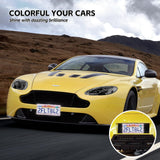 [2 Pack] AB Bling License Plate Frames - 1200+ Hand-Set Iridescent Rainbow Crystals - Rust-Proof Stainless Steel, 100% Street Legal - Girly Car Accessories Gifts for Women (Placas de Carro Mujer)