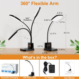 Sailstar Desk Lamp, Bedside Table Lamps with Wireless Charger and Clock, 30Mins Auto-Off Night Light Lamp, 3 Color Modes Dimmable Touch 800LM CRI 95, LED Desk Lamps for Home Office, Adapter Included