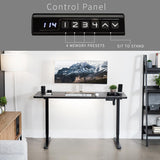 Electric 60 x 24 in Standing Desk, Memory Height Adjustment, 1B Series, Holds 220 lbs, One-Piece Black Top, Black Frame