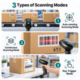 Anyeast Wireless Barcode Scanner with Stand, 1D 2D QR 3-in-1 Connection