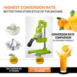 Gowintech Commercial Heavy Duty Cast Iron Hand Press Manual Orange Citrus Lemon Lime Grapefruit Pomegranate Fruit Juice Squeezer Machine with Stainless Steel Cup Green