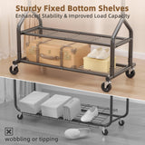 EAGMAK Heavy Duty Clothes Rack Load 556 LBS, Rolling Clothing Rack With Shelves, Height Adjustable Metal Clothes Hanger with Wheels Portable Wardrobe Organizer Garment Rod for Hanging Clothes (Black)