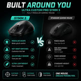 PWNAGE Ultra Custom Wireless RGB Gaming Mouse - Esports Pro Gamer Flawless Professional PAW3950 Optical Sensor 36,000 DPI -100% PTFE Skates (Symm 3 White 300mAh)