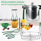 KILOGORGE 24qt pressure canner and canning pressure cooker with gauge,14.5PSI,practical 7pc Canning Supplies Starter Set,compatibility gas and induction cooktops, pressure cooker for canning (GREEN)