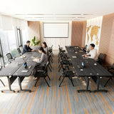 Mobile Folding Conference Table on Wheels, Modern Flip Top Stackable Training Tables