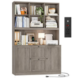 HIFIT 72'' Tall File Bookcase with Outlet & Printer Stand, 2 Filing Drawers