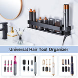 Hair Tool Organizer for Wall Mounted Curling Iron Holder, Hair Dryer Holder for Curling Iron Accessories Storage, Bathroom Hair Straightener Organizer for Hair Styler Attachments Storage (Black)