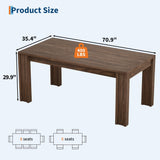 Garvee 71" Farmhouse Dining Table for 4-6, Kitchen Table w/Thick Tabletop, Wood Strip Base, Wider Legs, Large Rectangular Dining Room Table for Kitchen, Apartment & Family Gatherings, Walnut