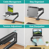 PRO Laptop Arm Mount for Desk, 2 in 1 Function Monitor Laptop Stand, Fits Max 17" Notebook and 32" Computer Screen