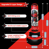 COMMOUDS 67inch Punching Bag for Kids, Inflatable Kids Boxing Set with Gloves, Fast Rebound Punching Bag for Practicing Karate, Taekwondo, MMA, Christmas/Birthday Gift for Boys Girls, Ages 6-14 (Red)