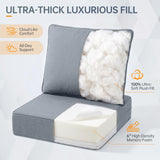 Outdoor Furniture Cushions, 6 inch Thick Seat Cushions for Outdoor Furniture, Waterproof 24x24 Patio Couch Cushions, Replacement Chair/Sofa Cushion, Include 4 Back & 4 Seat Cushion, Thick/BabyBlue