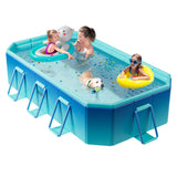 SUPIIRAW Foldable Pool, Non-Inflatable Swimming Pool for Kids, Adults and Pets,Large Foldable Pool with Equipped with Sturdy Metal Brackets, Suitable for Outdoor Backyard Gardens 116" × 65" × 19"