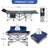 Fragess Camping Cot, Sleeping Cots, Portable Camping cots with Cushion, Pillow and Carry Bag, 1200D Double Layer Oxford, 600 LBS Weight Capacity Cots for Sleeping (Blue)