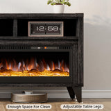 LUXOAK 65" Farmhouse TV Stand with 60" Electric Fireplace for TVs up to 75"