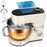 VIVOHOME Stand Mixer with Fermentation, One-Touch Presets Electric Dough Mixer with 6 Qt Bowl, Kitchen Standing Mixer for Baking, White