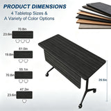 QXYXSM Folding Conference Table, Conference Room Table with Wheels, Flip Top Mobile Training Table, Modular Rolling Meeting Tables for Training Room, Seminar(6, Black, 47.2in